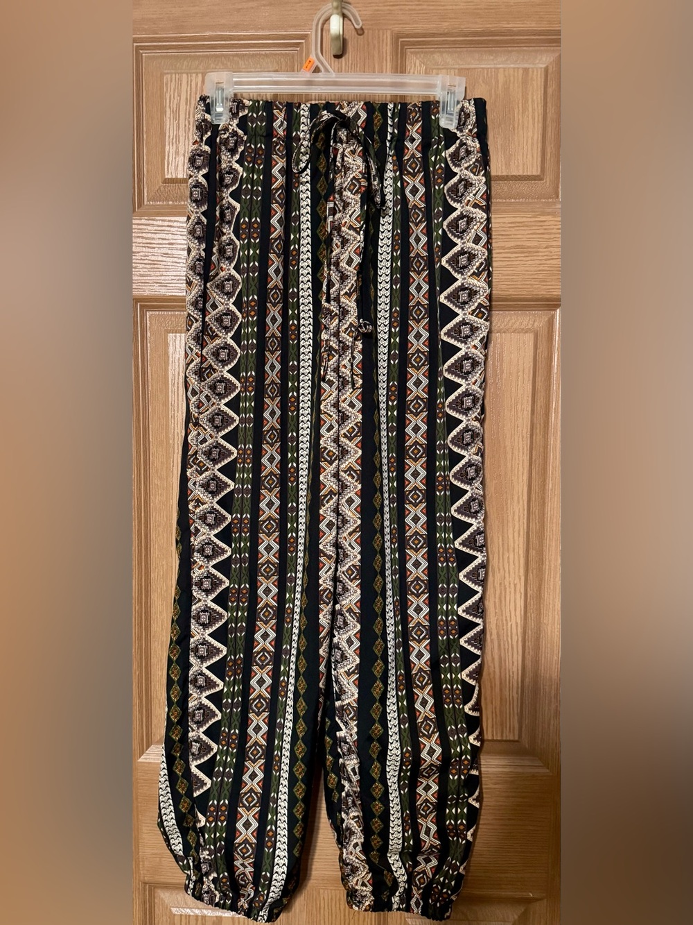 Boho Printed Elastic Waist Harem Pants - Medium